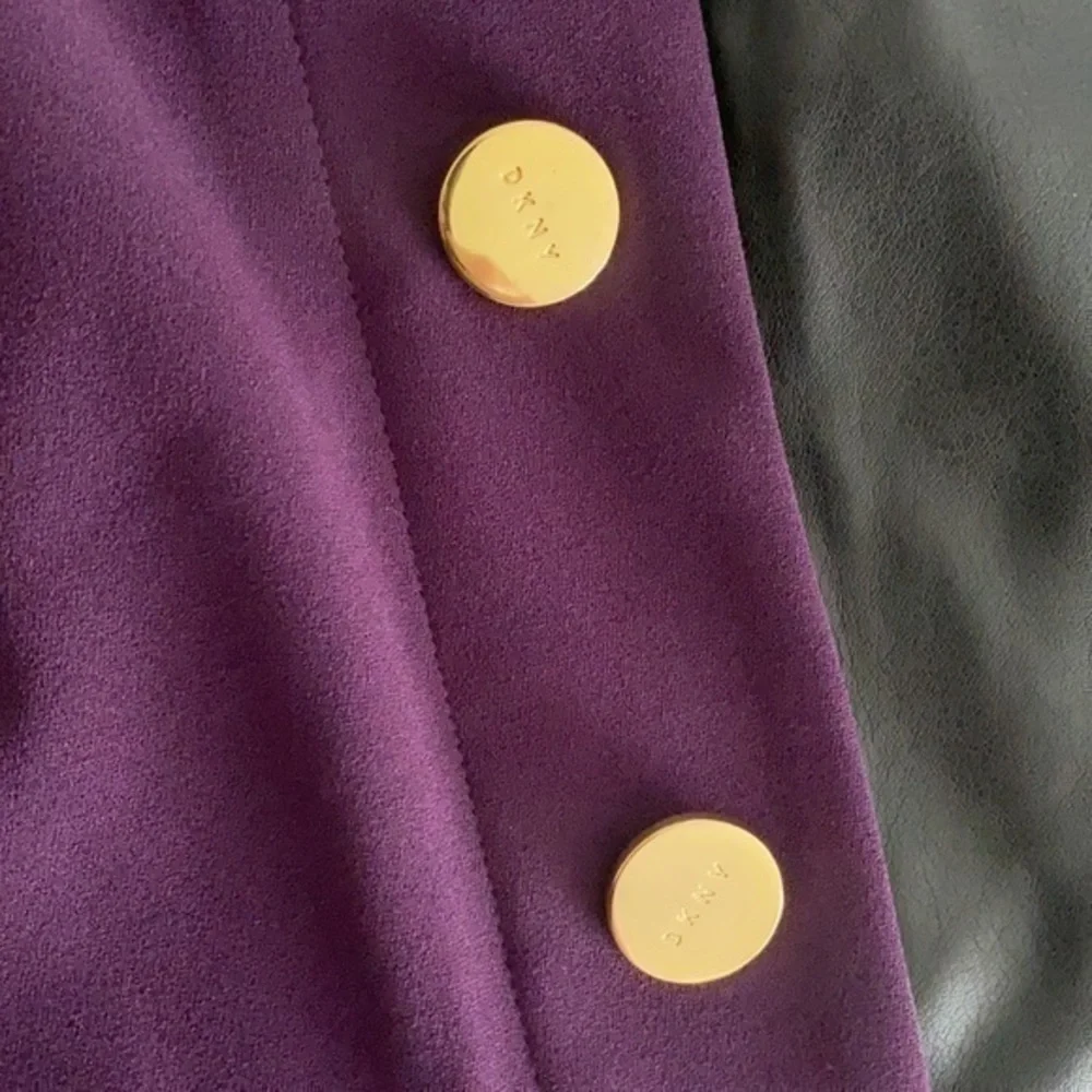 NWT DKNY purple faux leather detail sheath dress X1
